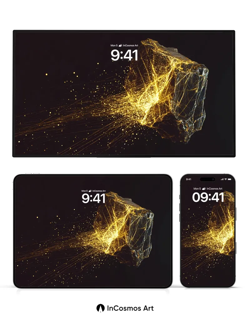 Golden Fracture Wallpaper with Electric Veins