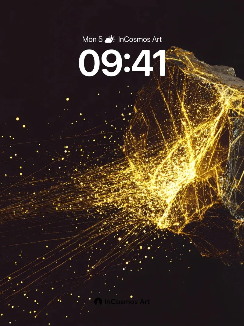 Golden Fracture Wallpaper with Electric Veins