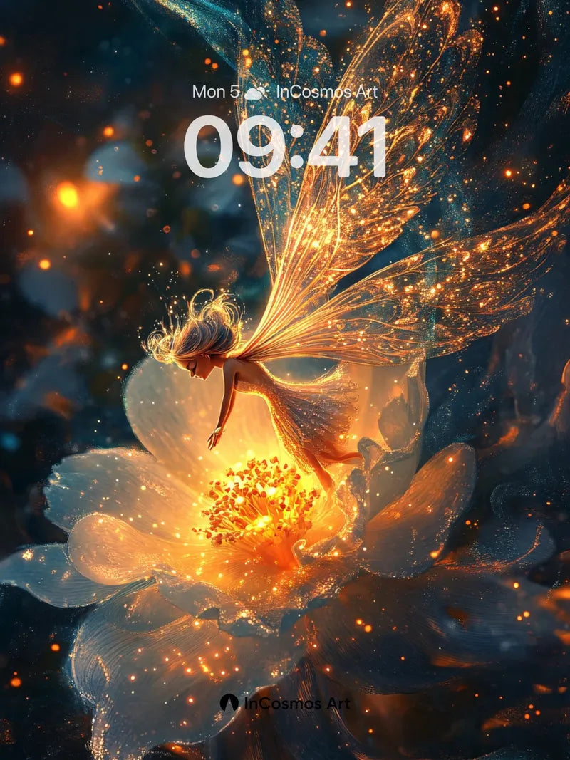 Golden Reverie Wallpaper with Ethereal Wings