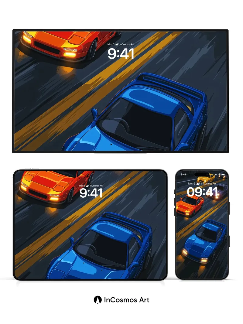 Neon Pulse Wallpaper with Racing Lines