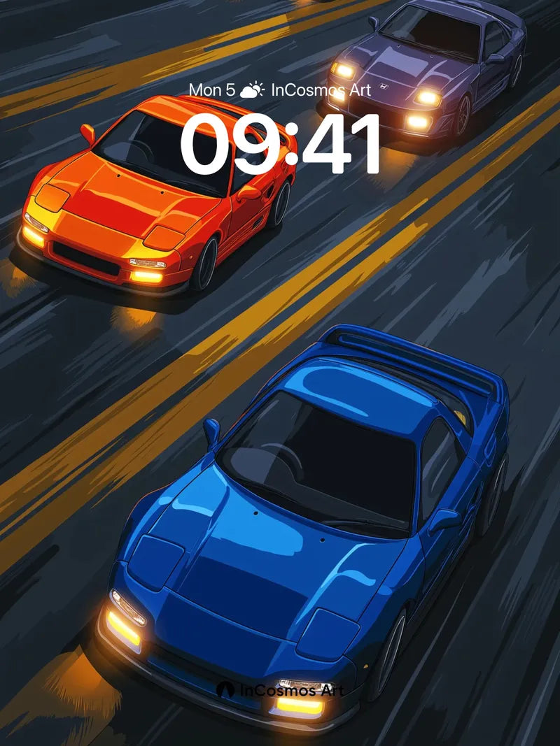 Neon Pulse Wallpaper with Racing Lines