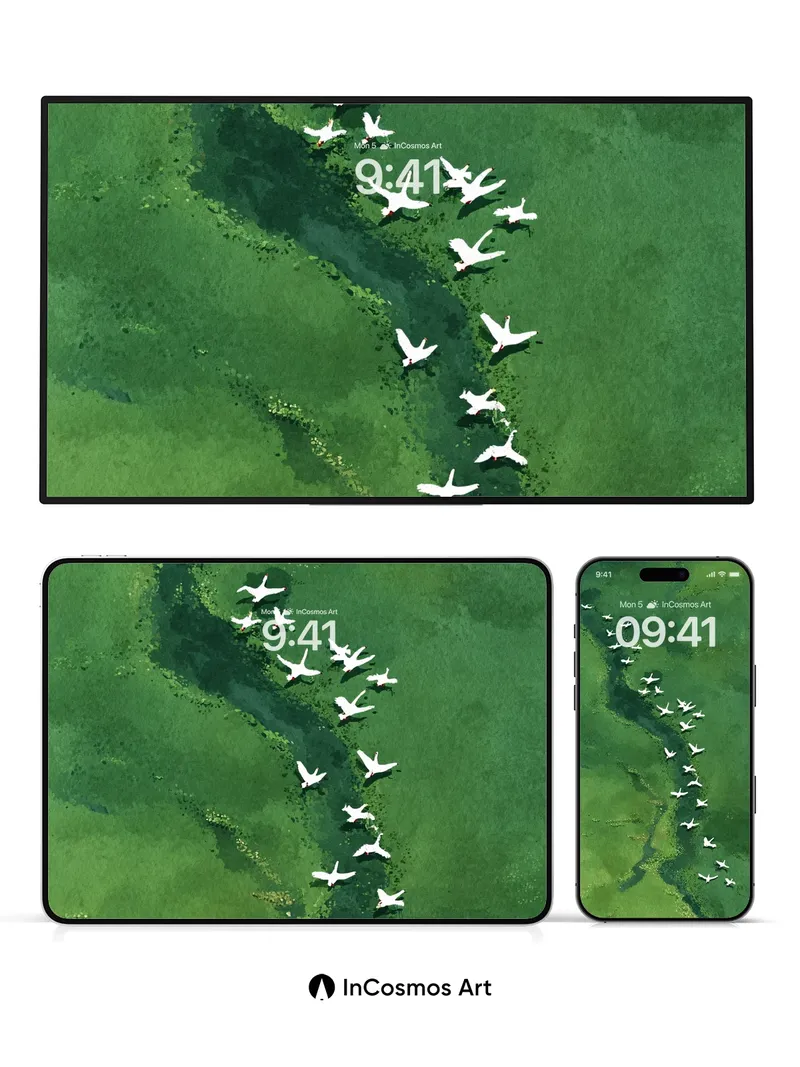 Serenity Flight Wallpaper with Emerald Veins