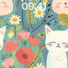 Whimsical Garden Wallpaper with Sleeping Cats wallpaper for iPhone, iPad & Mac