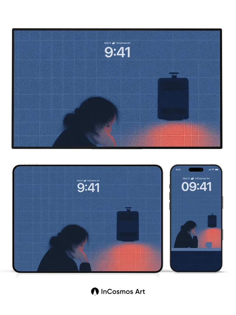 Silent Glow Wallpaper with Grid Light