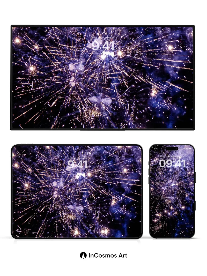 Cosmic Sparkle Wallpaper with Starburst Trails