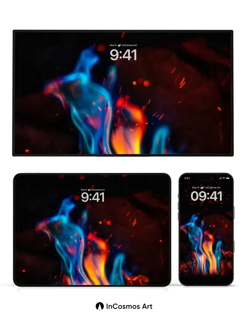 Electric Ember Wallpaper with Cosmic Flames