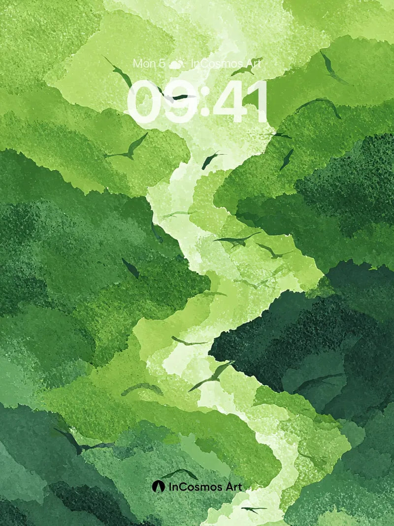 Emerald River Wallpaper with Soaring Shadows