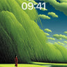 Whispering Willow Wallpaper with Emerald Skies wallpaper for iPhone, iPad & Mac