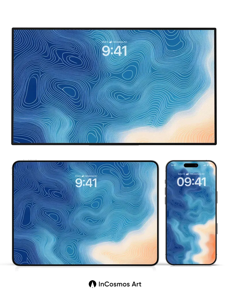 Sapphire Currents Wallpaper with Whispering Lines