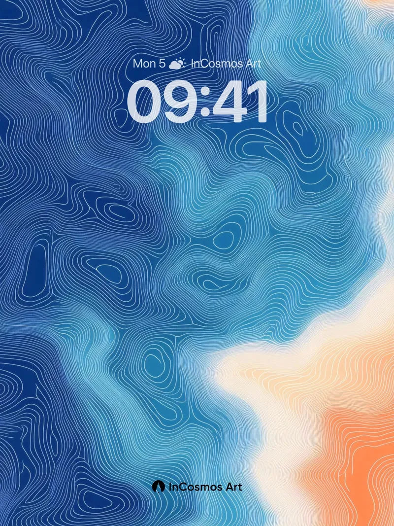 Sapphire Currents Wallpaper with Whispering Lines