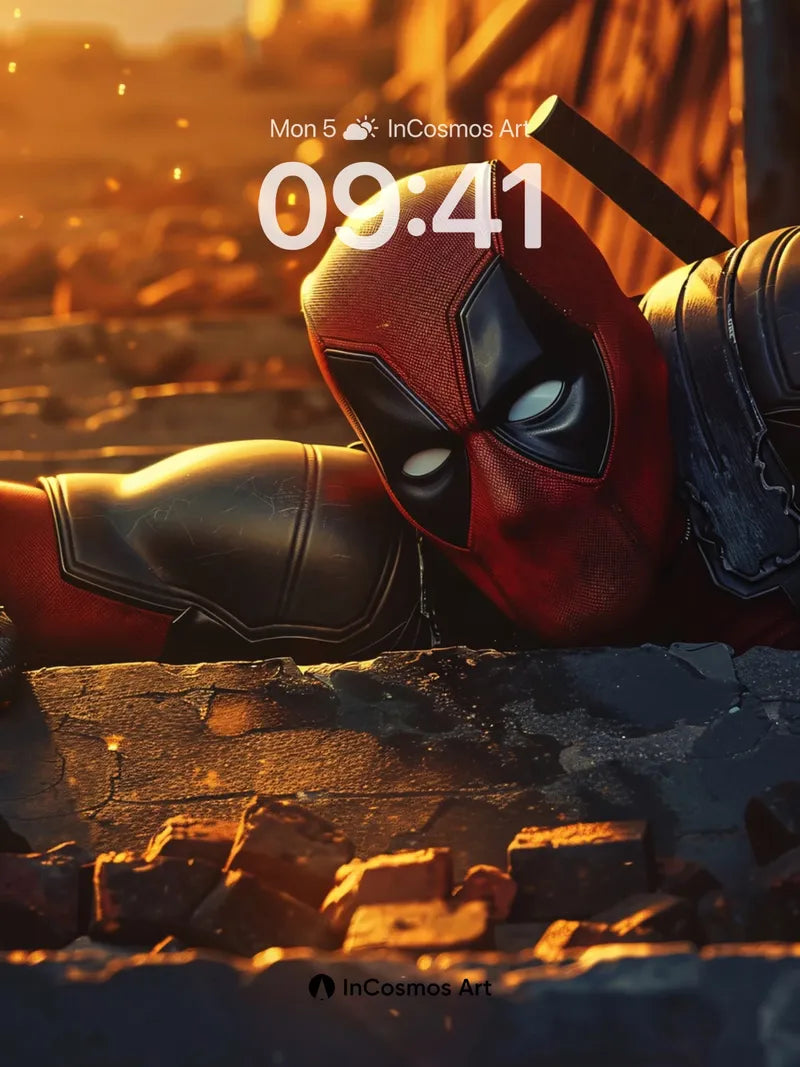 Crimson Shadow Wallpaper with Sunlit Debris