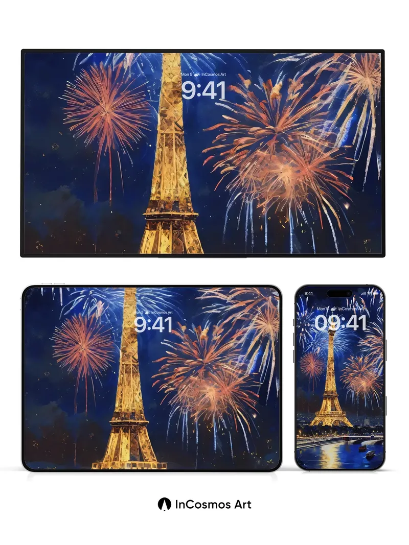 Golden Firelight Wallpaper with Midnight Elegance