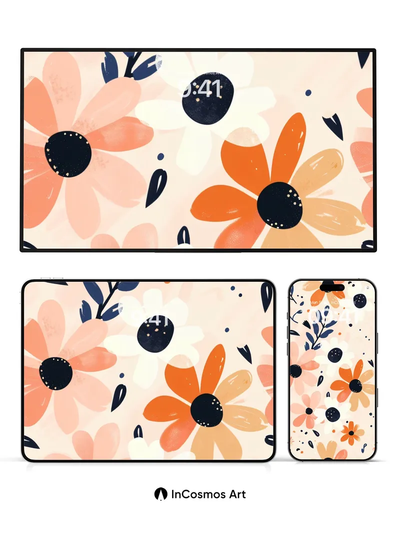 Whispering Petal Wallpaper with Midnight Centers