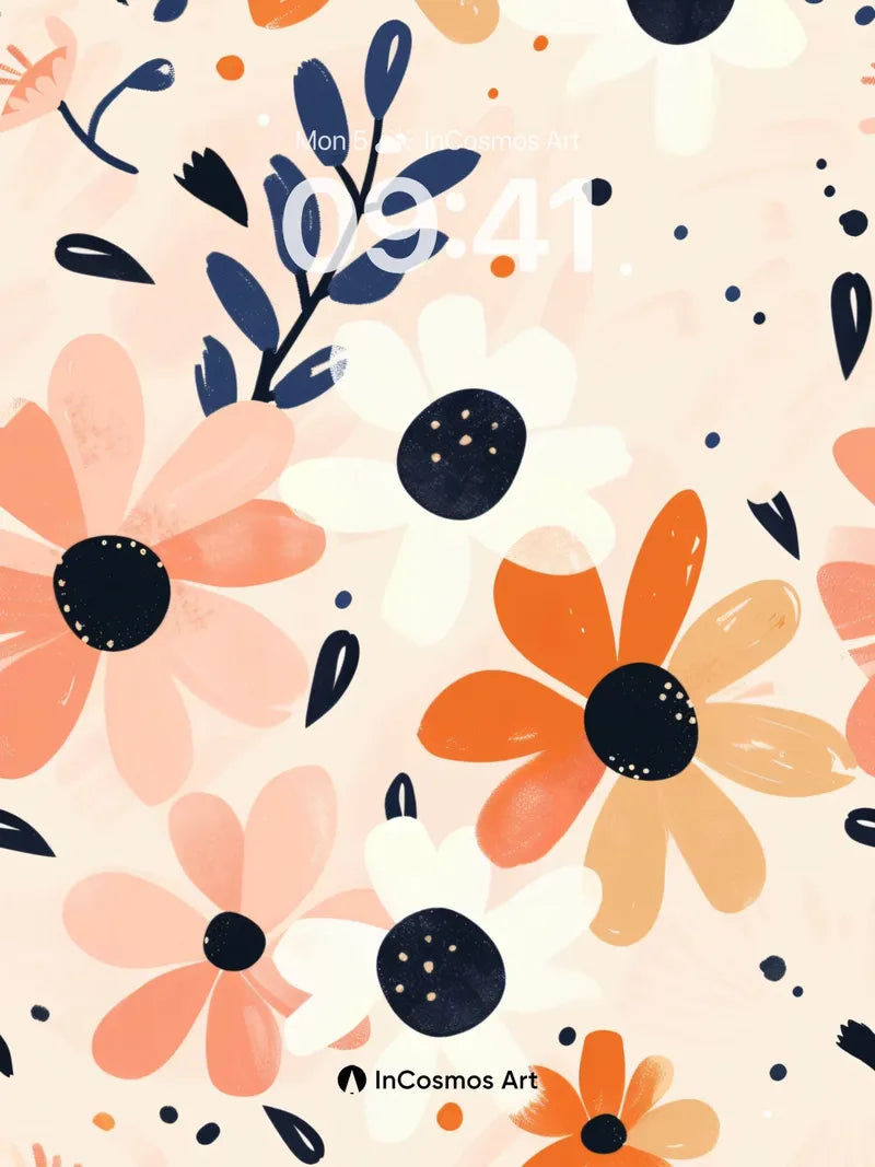 Whispering Petal Wallpaper with Midnight Centers