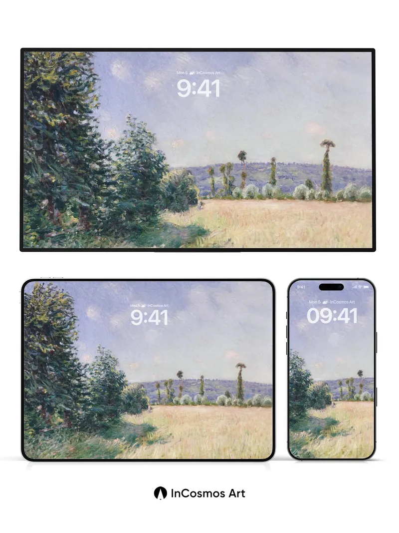 Serenity Field Wallpaper with Golden Light