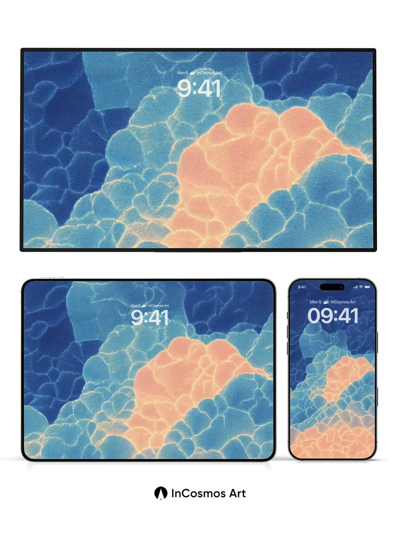 Luminous Depth Wallpaper with Floating Coral Veins