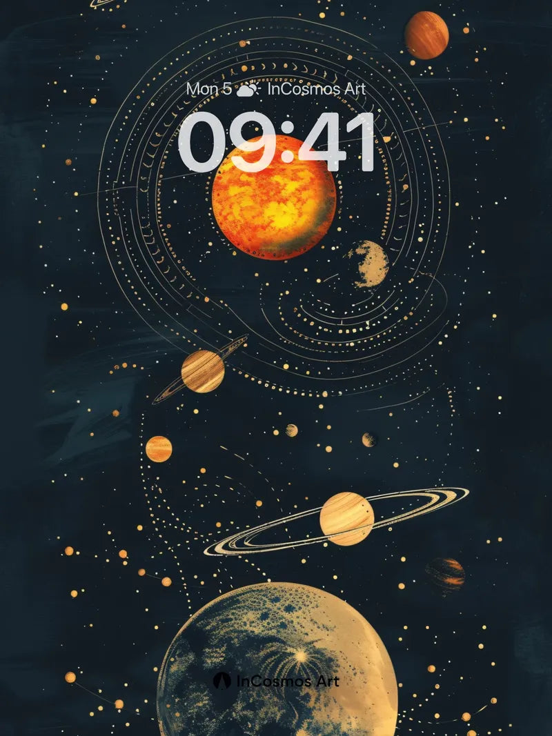 Cosmic Lullaby Wallpaper with Celestial Orbits