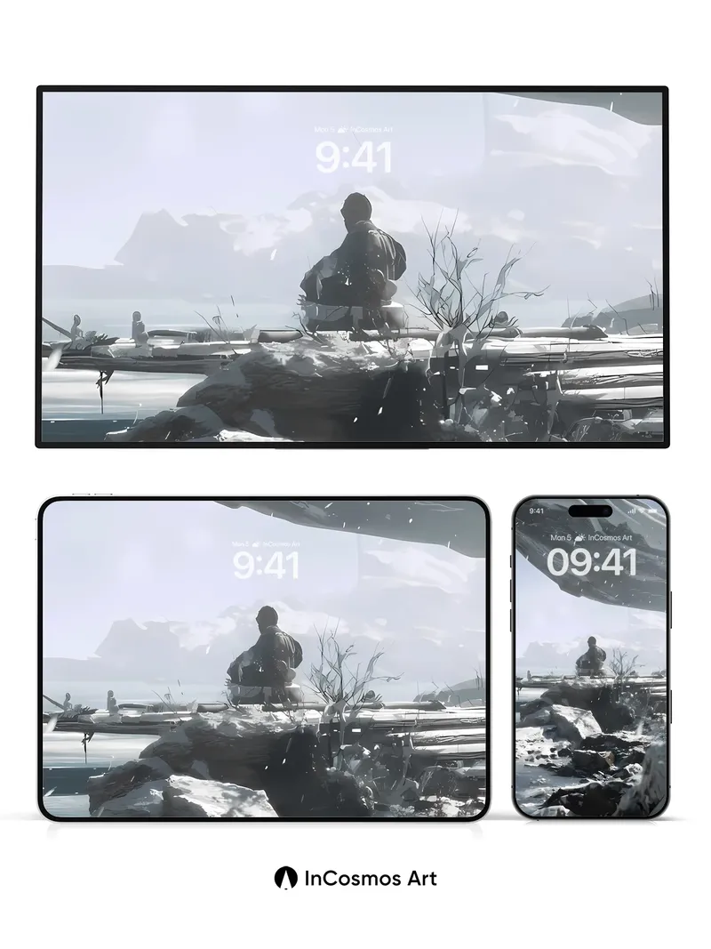 Frozen Solitude Wallpaper with Celestial Canopy