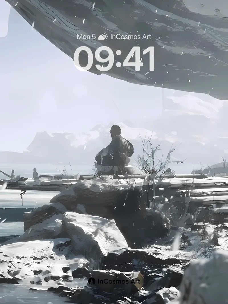 Frozen Solitude Wallpaper with Celestial Canopy