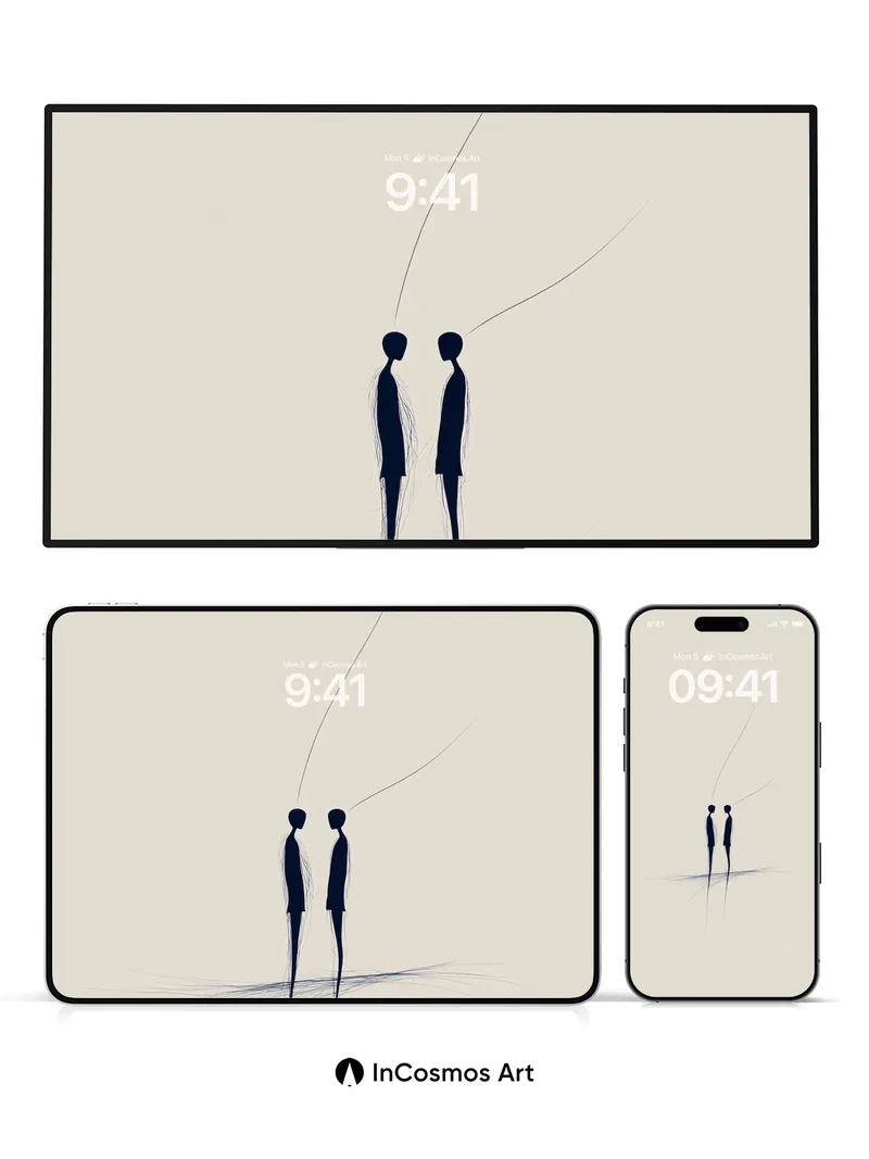 Silent Dialogue Wallpaper with Floating Lines