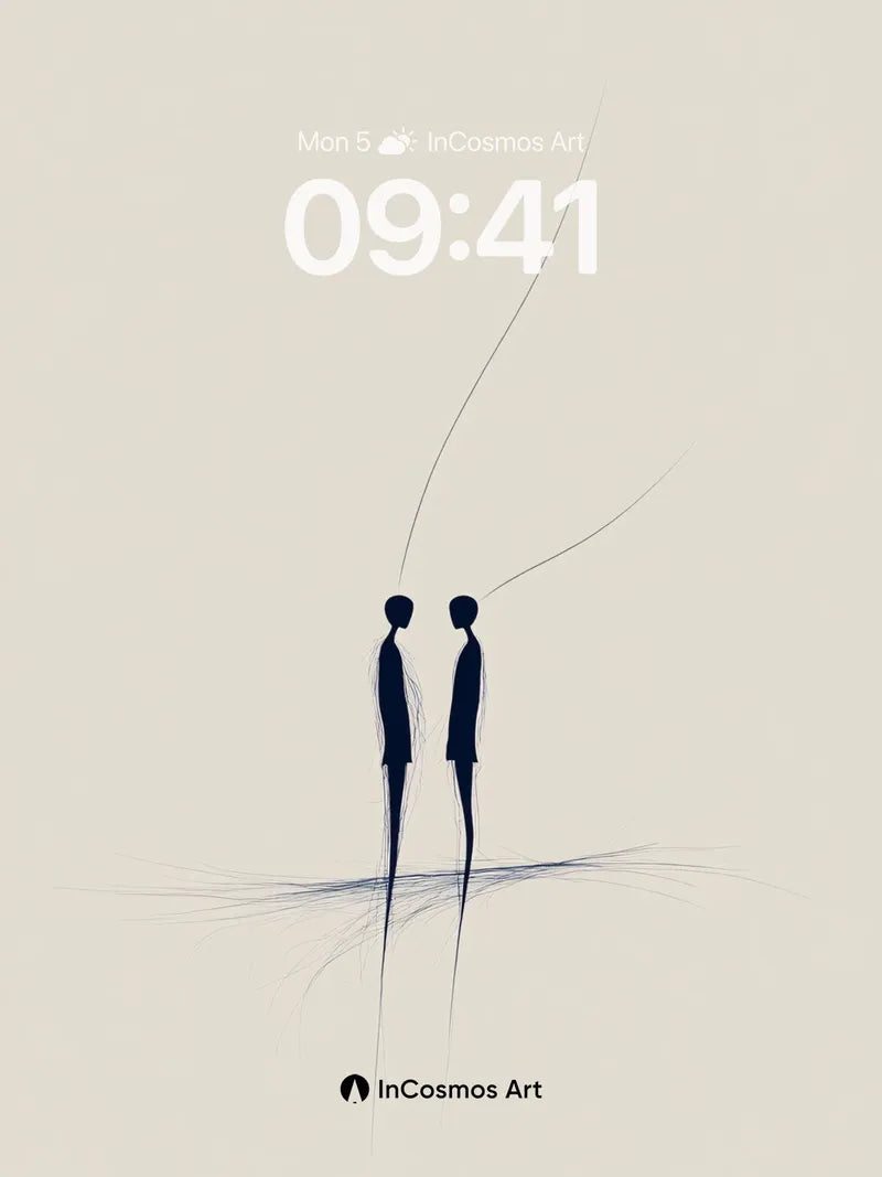 Silent Dialogue Wallpaper with Floating Lines