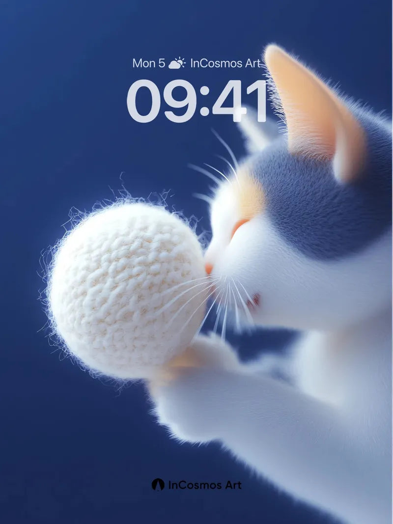 Serene Whisker Wallpaper with Knit Sphere wallpaper for iPhone, iPad & Mac