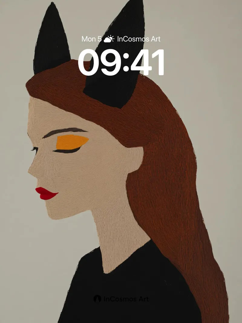 Silken Shadow Wallpaper with Cat Ears