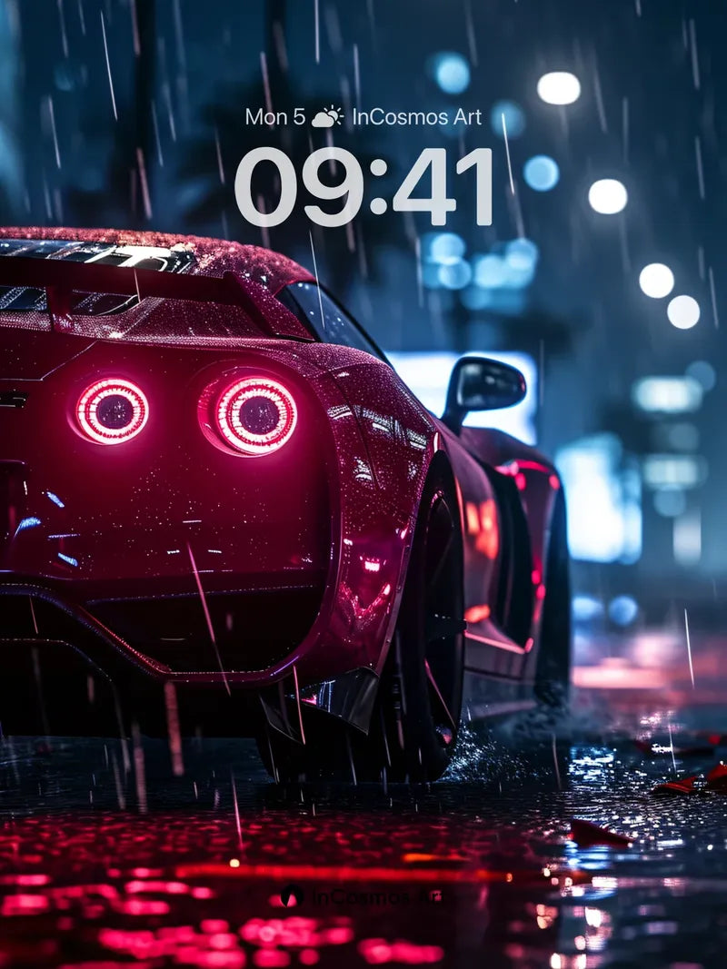 Neon Pulse Wallpaper with Rain-Soaked Reflections