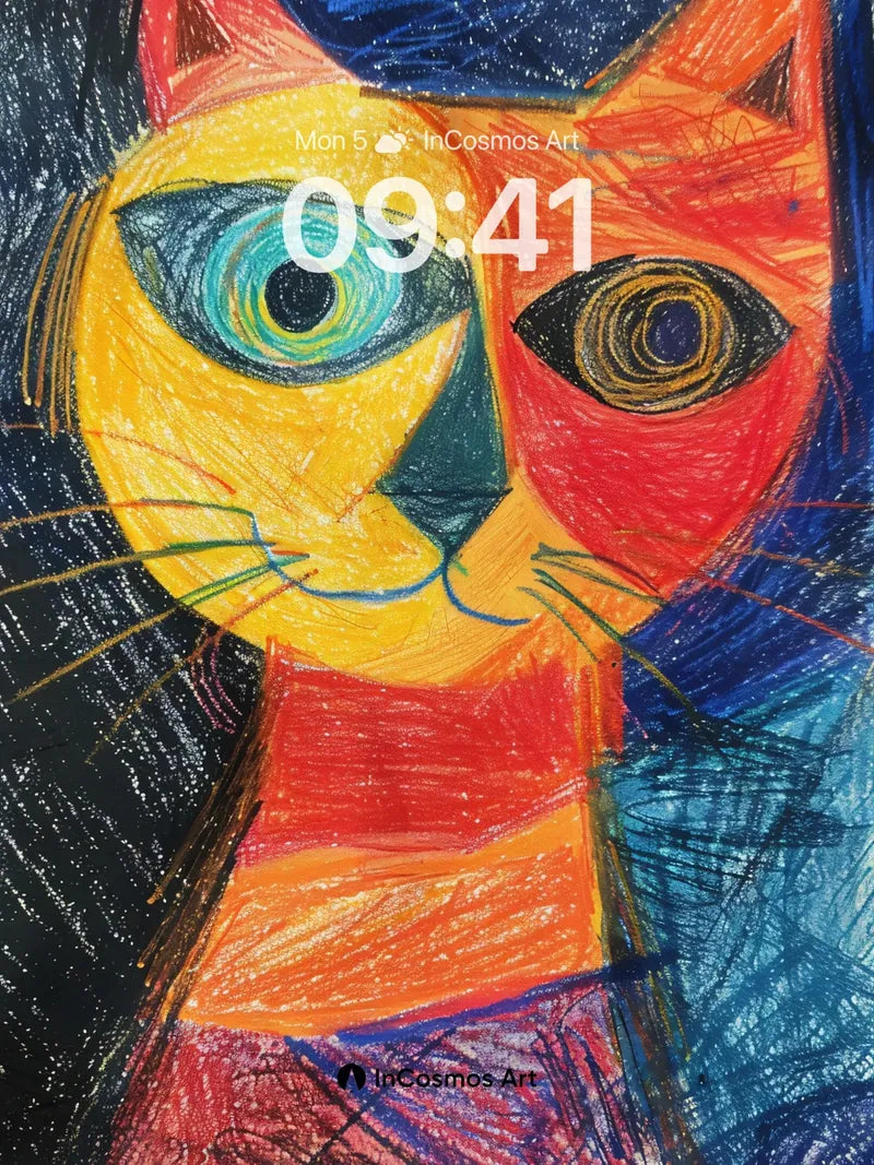 Cubist Cat Wallpaper with Dual-Eye Vision wallpaper for iPhone, iPad & Mac
