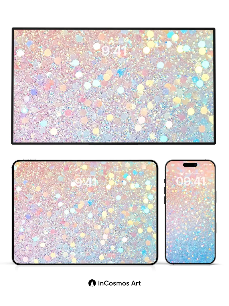 Luminous Confetti Wallpaper with Ethereal Gradient