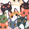 Playful Purr Wallpaper with Colorful Feline Faces wallpaper for iPhone, iPad & Mac