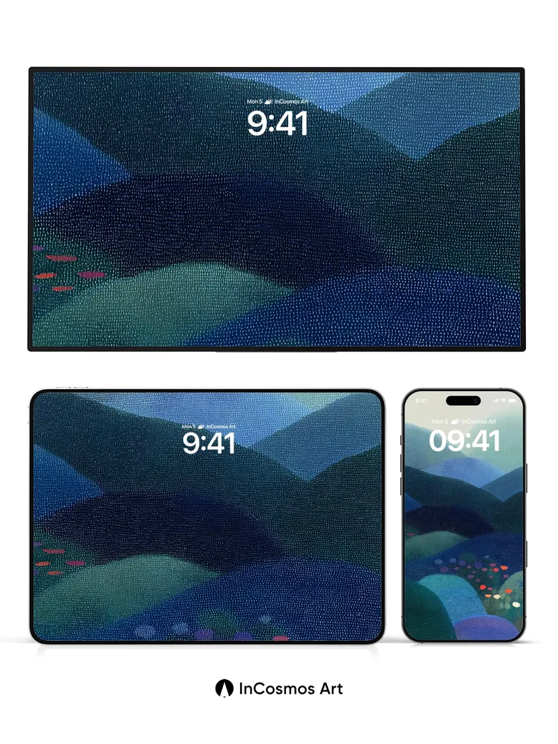 Mist-Weaved Valley Wallpaper with Dotted Blooms