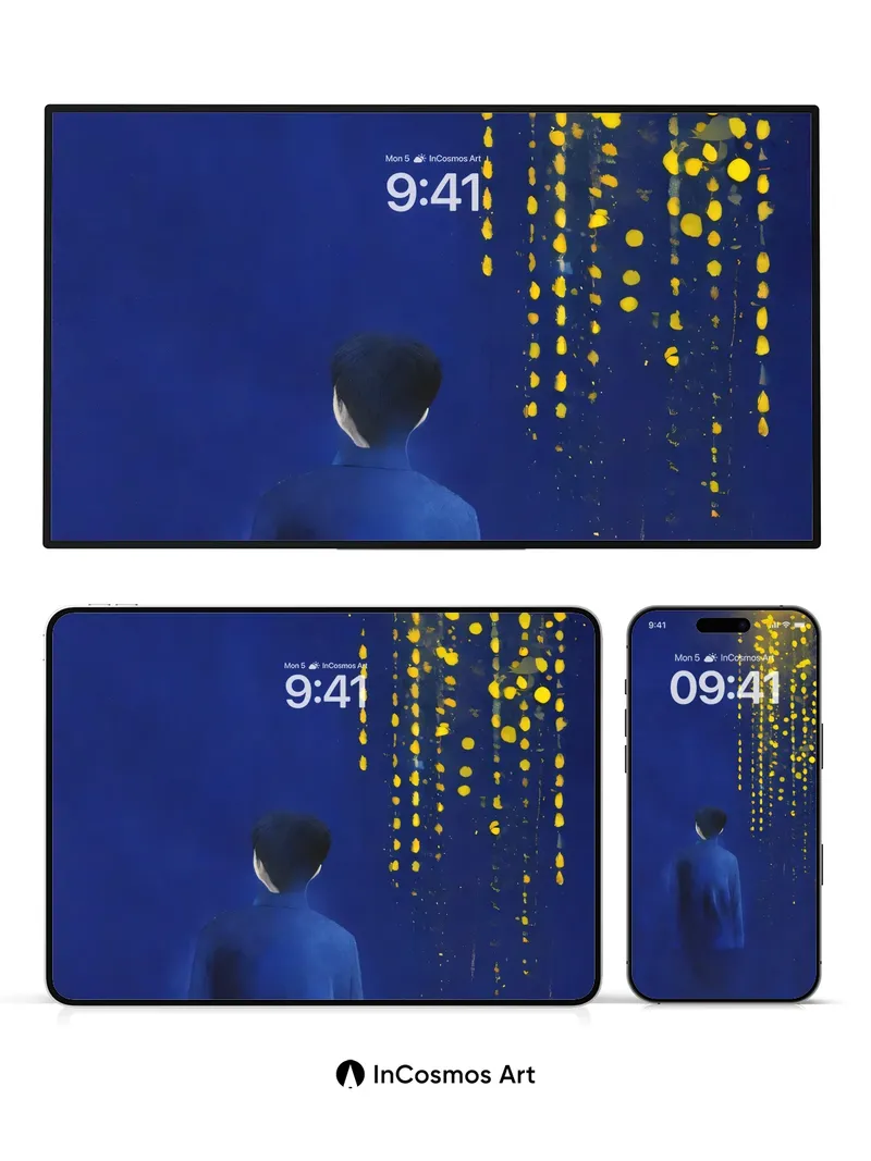 Surreal Starfall Wallpaper with Golden Tears