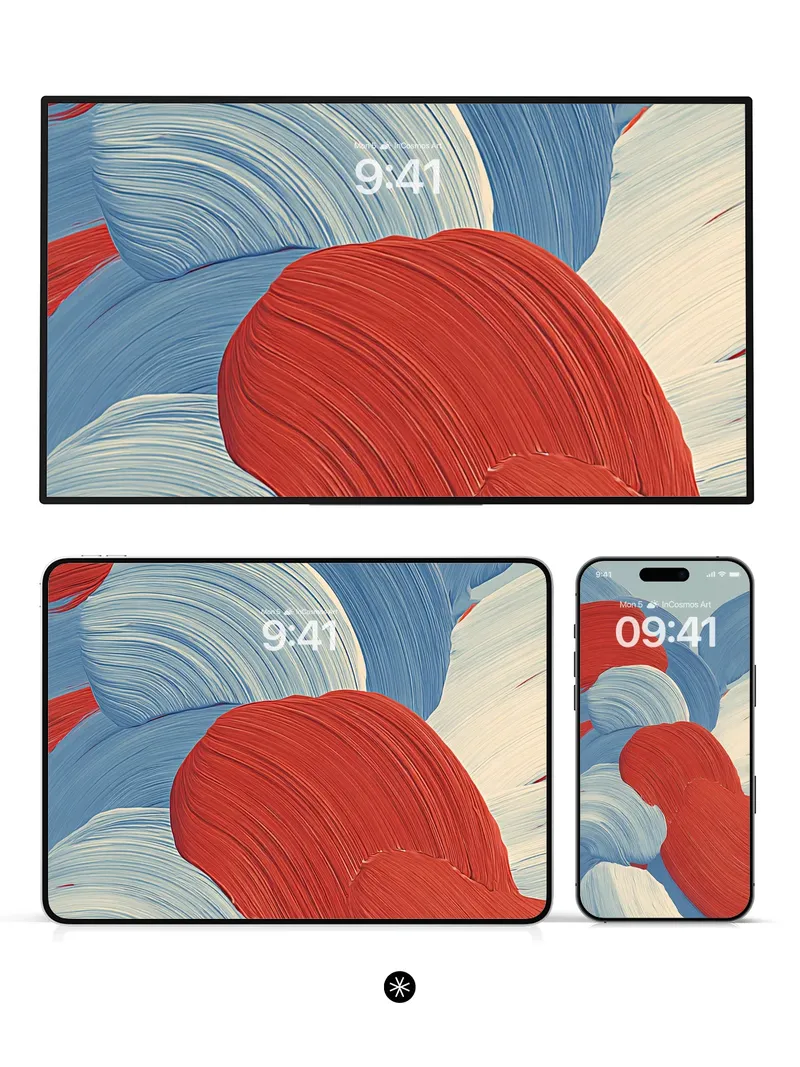 Fluid Motion Red and Blue Abstract Wallpaper