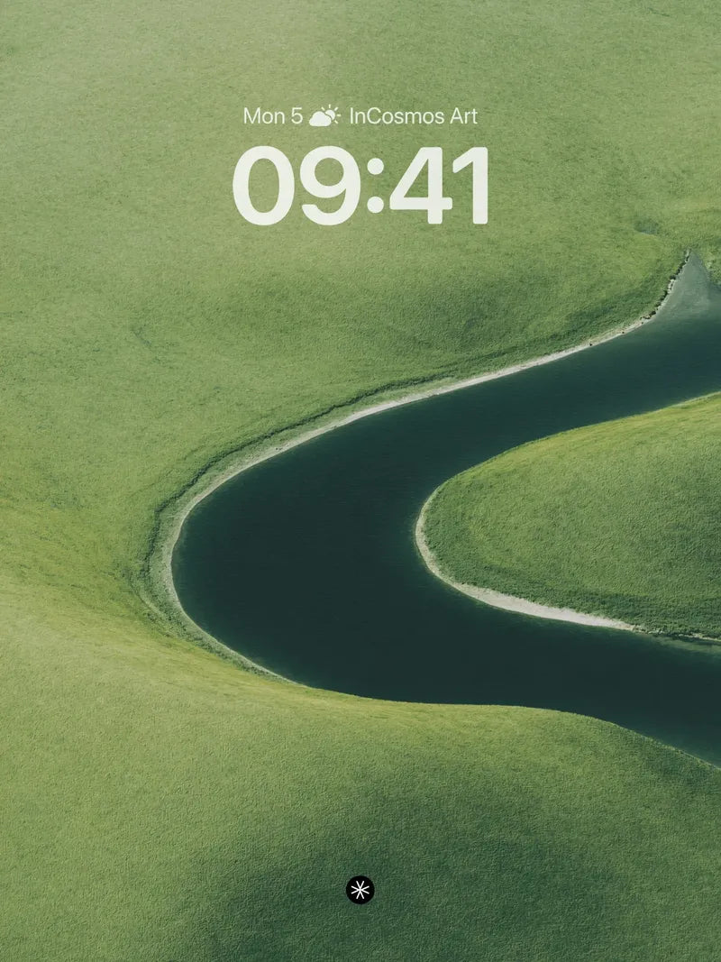 Velvet River Curve Wallpaper in Hushed Green wallpaper for iPhone, iPad & Mac