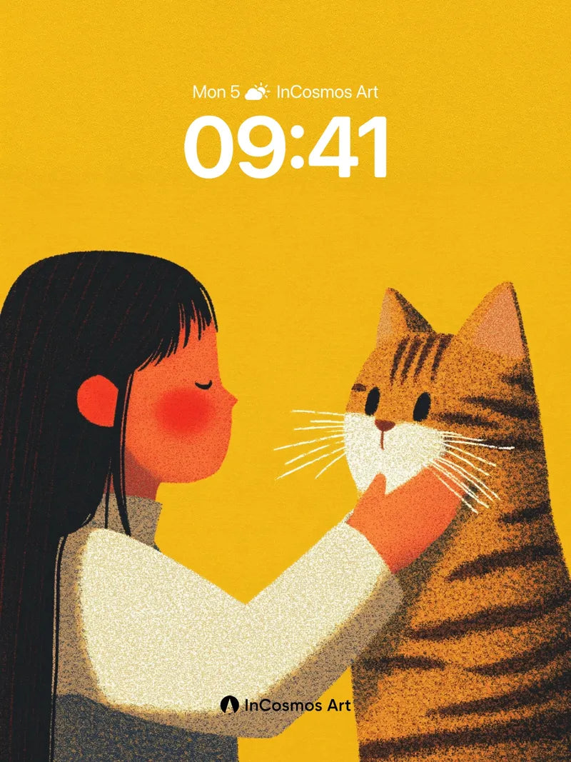 Golden Hush Wallpaper with Whiskered Embrace