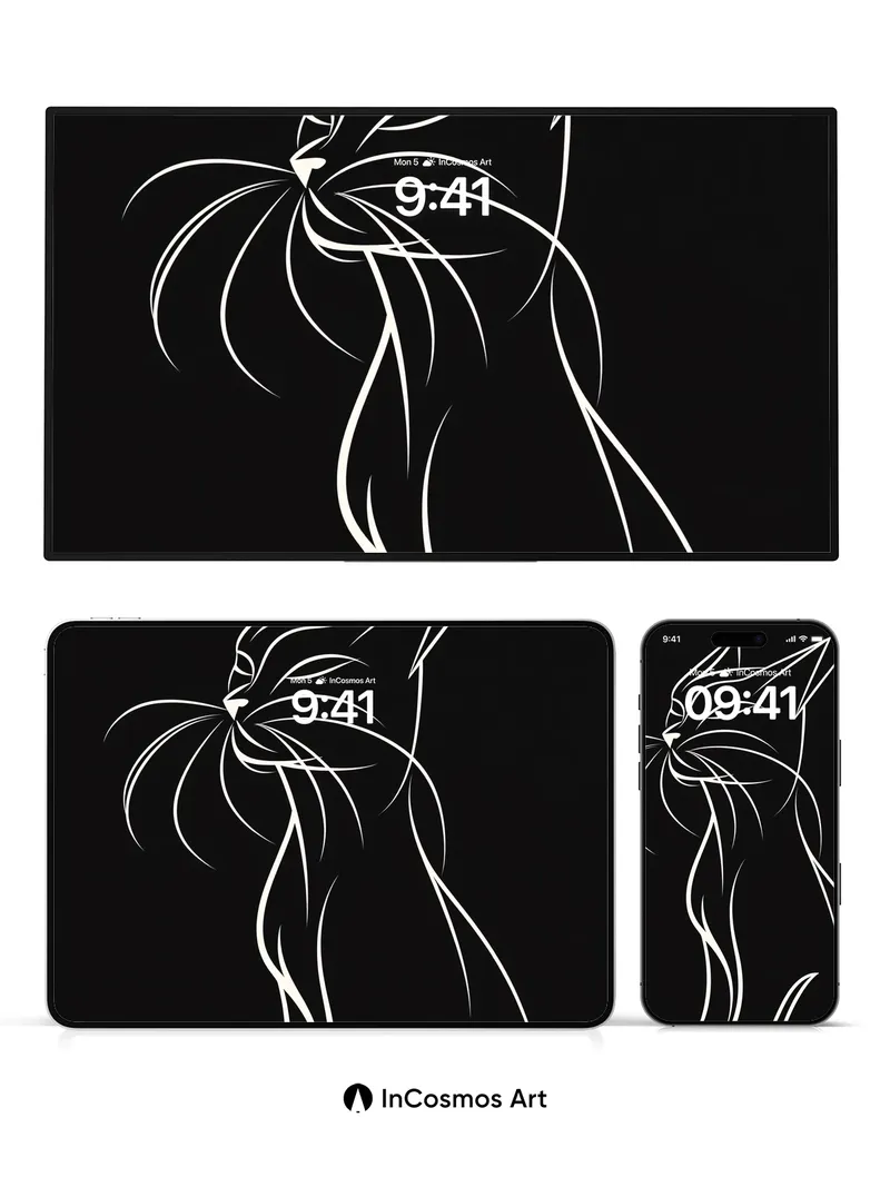 Silent Whisker Wallpaper with Luminescent Lines