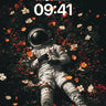 Cosmic Bloom Wallpaper with Astronaut Reclining wallpaper for iPhone, iPad & Mac