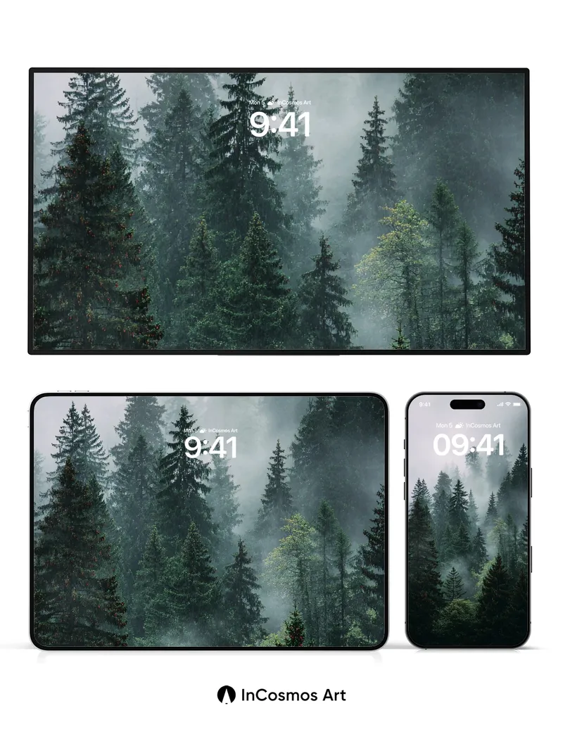 Whispering Pines Wallpaper in Ethereal Mist