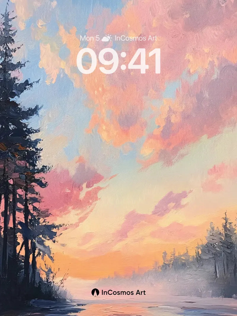 Serene Horizon Wallpaper with Misty Reflections