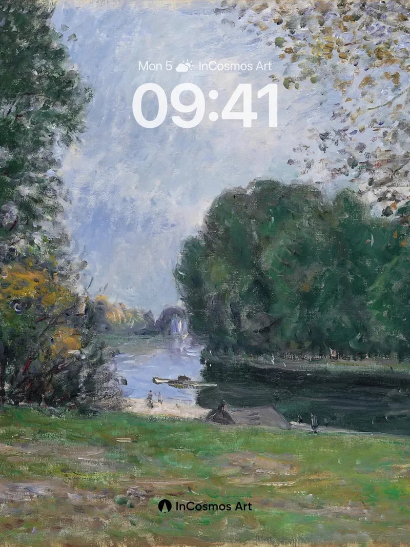 Serenity Riverbank Wallpaper with Impressionist Light