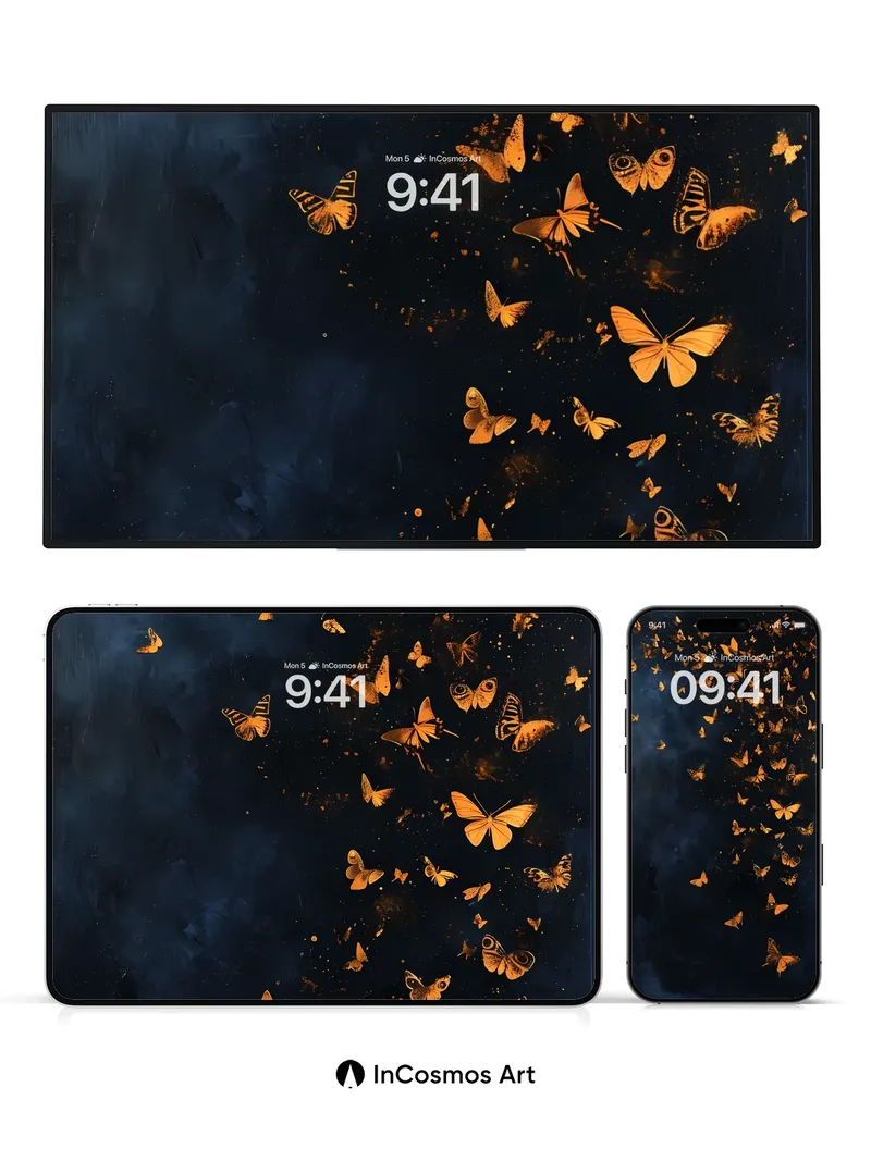 Golden Swarm Wallpaper with Midnight Flight