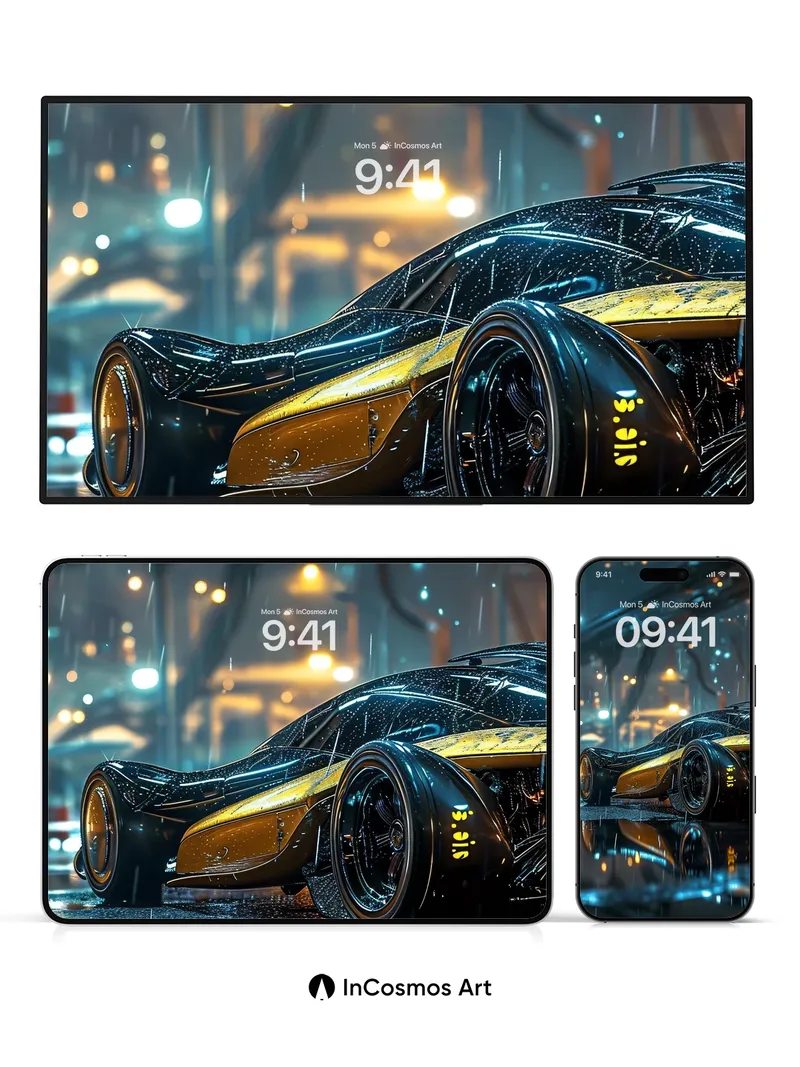 Neon Rainfall Wallpaper with Electric Reflections