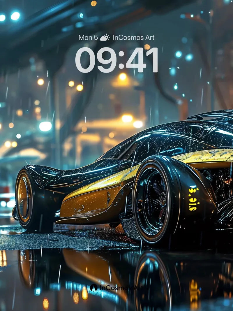 Neon Rainfall Wallpaper with Electric Reflections