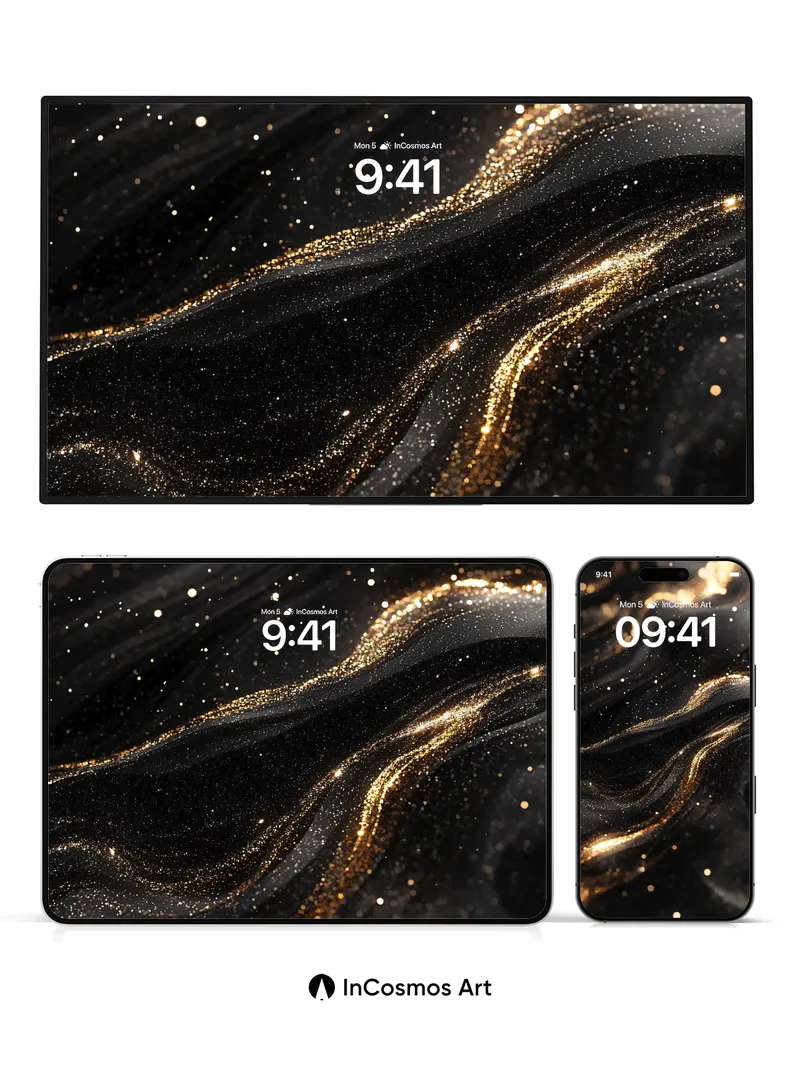 Luminous Void Wallpaper with Golden Veins