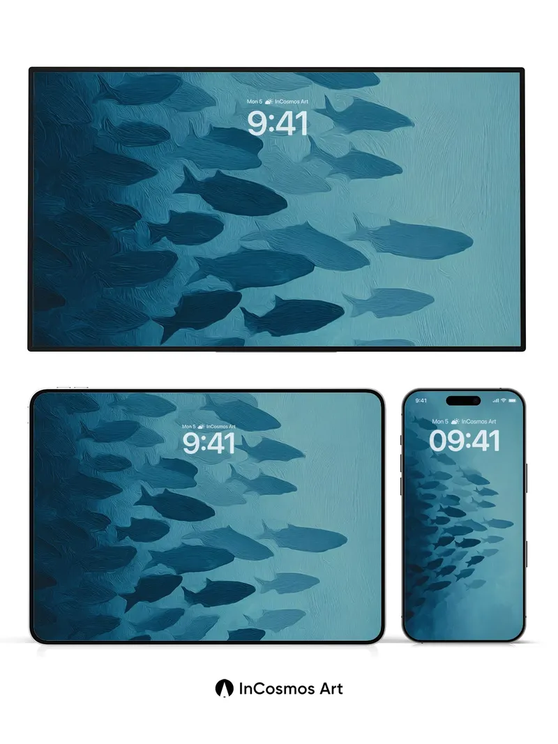 Serenity School Wallpaper with Deep Ocean Hues