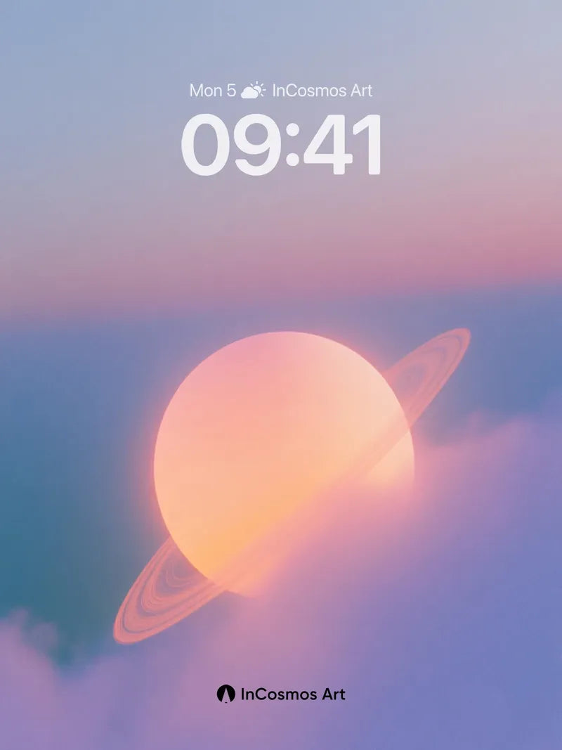 Luminous Saturn Wallpaper with Cloud Veil