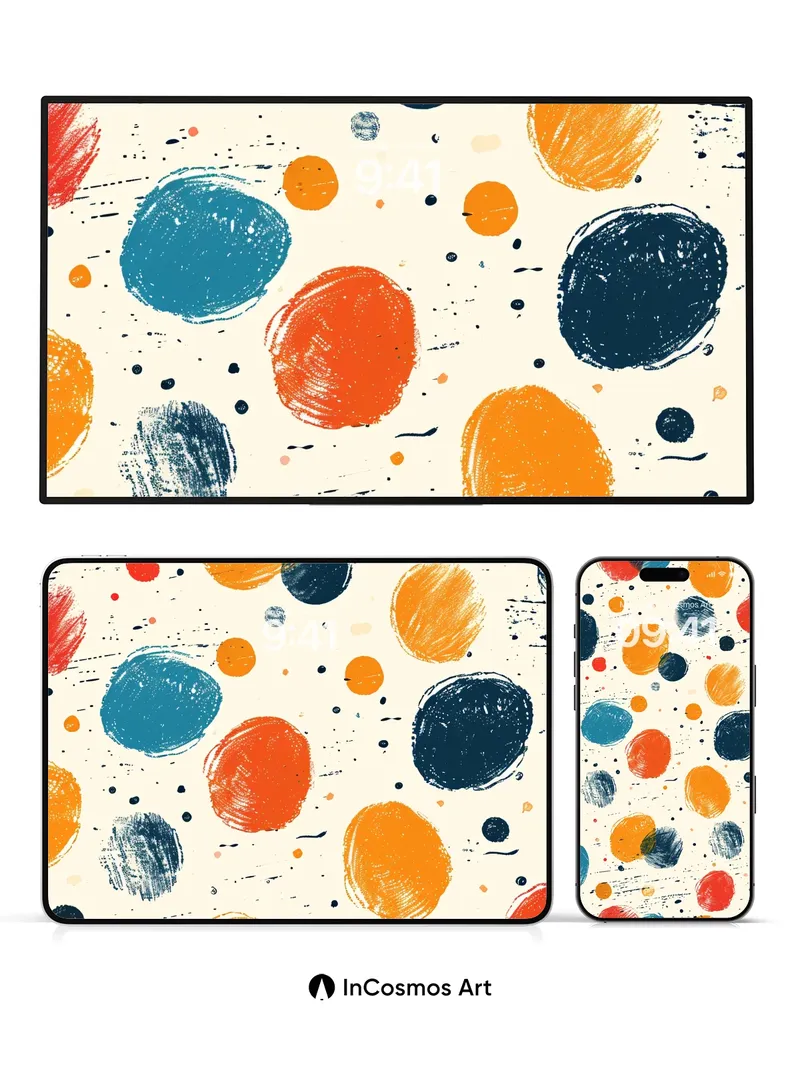 Playful Dots Wallpaper with Brushstroke Energy