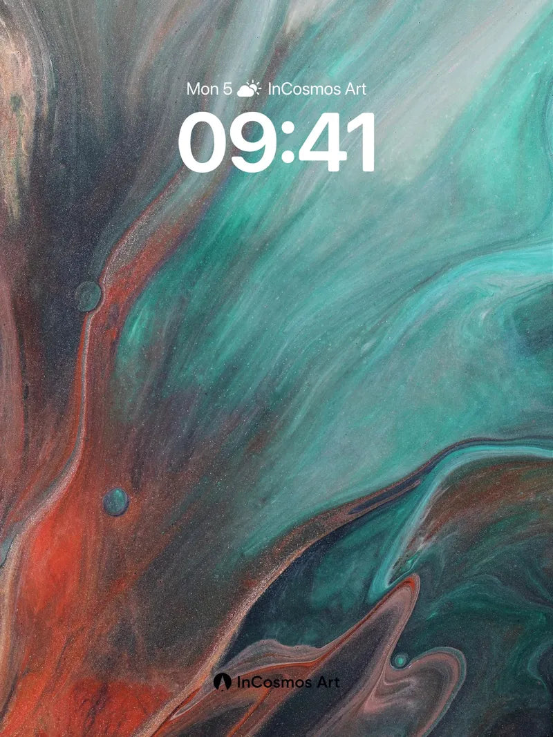 Turquoise Drift Wallpaper with Crimson Veins