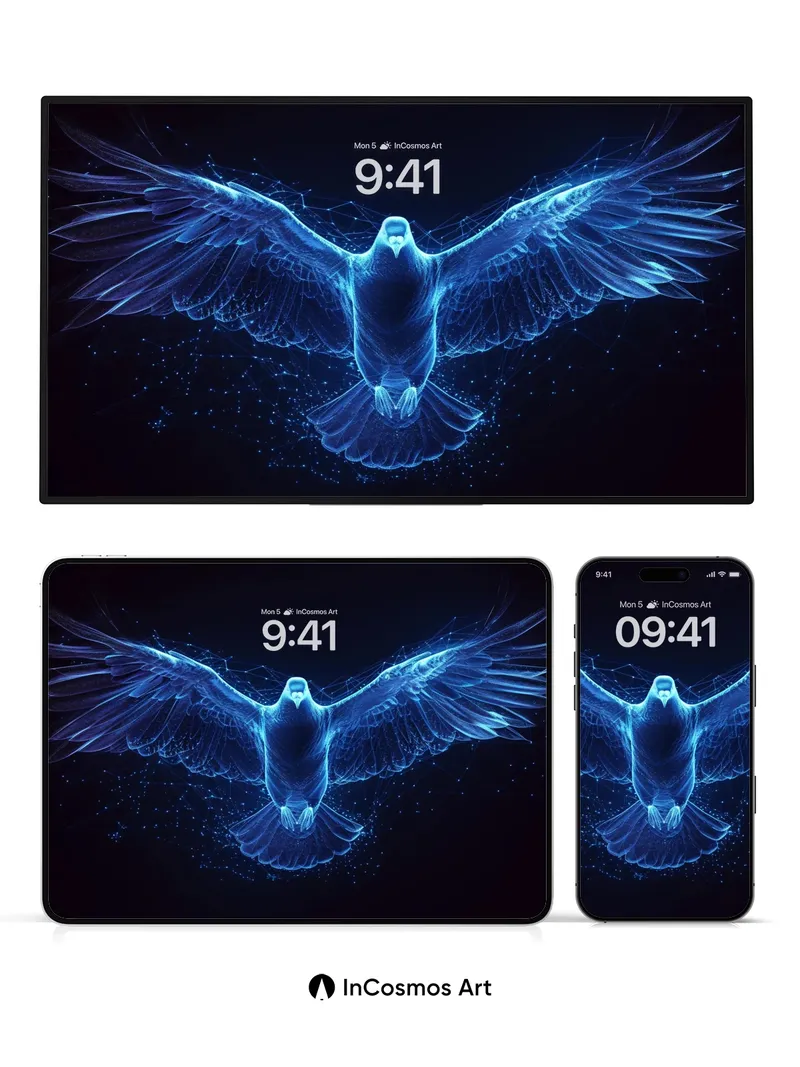 Electric Serenity Wallpaper with Cosmic Wings